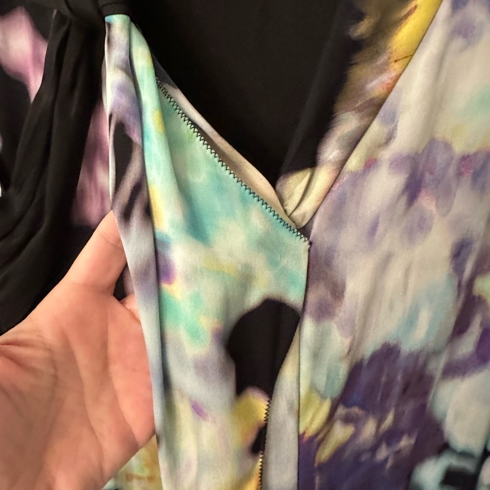 ELIE TAHARI S Blue Purple Black Silk Abstract Blouse R $295 - Picture 11 of 14